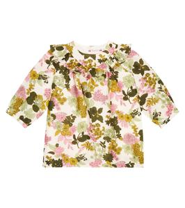 Платье baby falbali из хлопка и льна с цветочным принтом Bonpoint, мультиколор