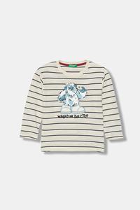 Детская хлопковая кофта с длинным рукавом United Colors Of Benetton, бежевый