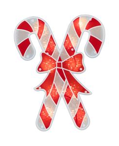 12-дюймовая светящаяся голографическая фигурка леденца в виде силуэта для рождественского окна Northlight, красный