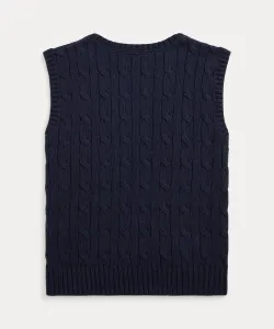 (Для мальчиков 2-7 лет) Хлопковый свитер-жилет крупной вязки Polo Ralph Lauren, цвет 410 Navy