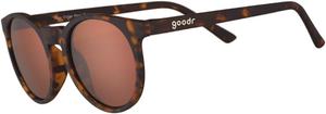 Солнцезащитные очки goodr Nine Dollar Pour Over Polarized Round, размер S (Circle G), коричневая полупрозрачная оправа с коричневыми небликующими линзами, защита от УФ-излучения UV400, не скользят, не подпрыгивают, Brown