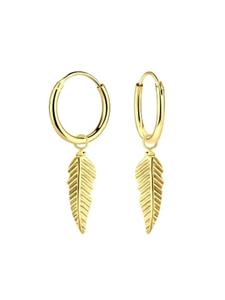 Alexander York Серьги-подвески в виде перьев, серебро 925 пробы в золотом исполнении, комплект из двух штук в золоте