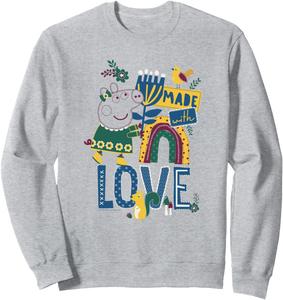 Толстовка Peppa Pig Made With Love с вышитым изображением природы, версия V2, серая