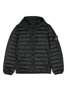 Stone Island Junior пуховик с капюшоном и логотипом Compass, черный