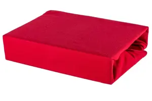 Простыня на резинке из 100% хлопкового трикотажа - 90х160 см, красного цвета Soft Dream