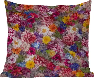 Подушка для улицы - Цветы - Цвета - Коллаж - 50x50 см - Устойчива к погодным условиям - Подушка для отдыха - Удобная - Подушка с рисунком MuchoWow