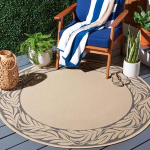 Ковер SAFAVIEH, 161 x 161 см, Courtyard Collection Sand / Grey CY1551 для дома и улицы — водонепроницаемый, легко чистится, для патио, заднего двора, прихожей