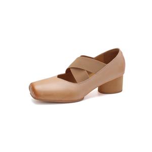 Туфли Мэри Джейн на массивном каблуке Women's Su Yanjiao, Apricot