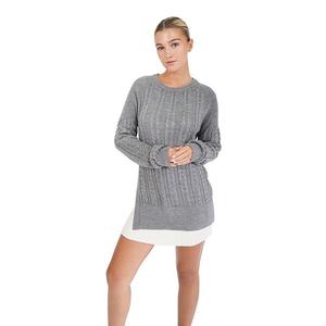 Наконец-то джемпер с кабельной вязкой и разрезом Belle & Bloom, Grey