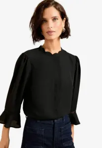 Блузка прямого кроя с фестончатыми складками и рукавами-крылышками. Love & Roses, Black