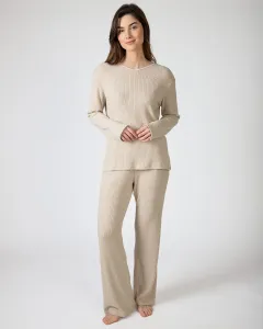 Женская длинная пижама из прорезиненной ткани Massana, коричневый