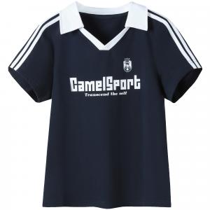 Пижамная рубашка женская с лацканами тонкая прямая посадка CAMEL, night синий/infinite белый