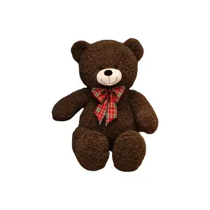 Плюшевая игрушка плюшевый мишка с клетчатым бантом 80cm/100cm/130cm высота MENGXIAOZAI