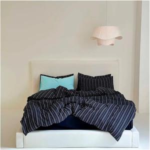 KYTGFH Комплект постельного белья из хлопка с вертикальным полосатым рисунком