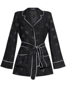 Dolce & Gabbana рубашка из атласного жаккарда, черный