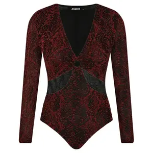 Тонкое подтянутое боди Desigual, бургунди