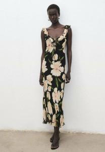 Платье Mango FLORAL WITH RUFFLE DETAIL, Black