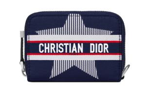 Dior Дорожный трехцветный кошелек для монет и карт из технической ткани, унисекс, красный/синий/белый
