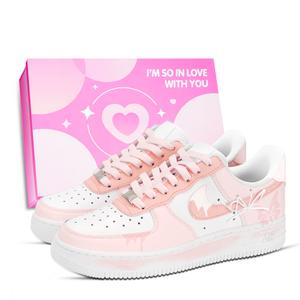 Nike Кроссовки Air Force 1 Air Force 1 с антискользящим износостойким низким верхом для скейтборда унисекс розового и белого цвета