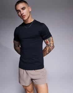 Тренировочная футболка Icon Muscle Fit с быстросохнущей тканью черного цвета ASOS 4505