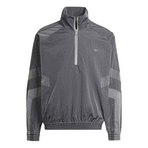 Куртка adidas originals Blue Version Series Casual Half Zipper Stand Collar Jacket Gray, синий