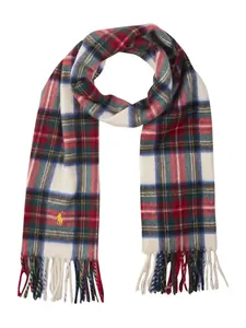 Клетчатый шарф с бахромой Polo Ralph Lauren, белый