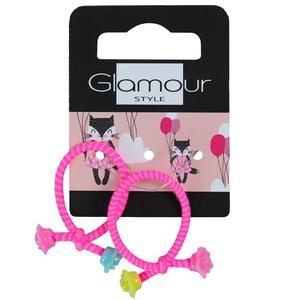 Резинки для волос Glamour Kids Неоново-Розовые 2 шт
