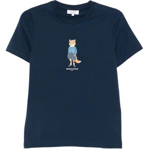 Футболка Maison Kitsuné с принтом одетой лисы Maison Kitsune, синий