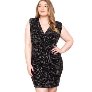 Полупрозрачное платье мини с камнями TRUEDAMES, черный