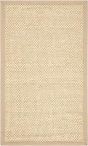 Ковер SAFAVIEH, 61 x 92 см, Natural Fiber Collection - Ivory & Beige, дизайн с деревенской кантовкой из сизаля, простой уход, идеально для помещений с высокой проходимостью: прихожая, гостиная, спальня (NF152A)