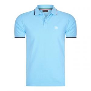 Поло из пике с аппликацией из нержавеющей стали Cappuccino Italia, синий