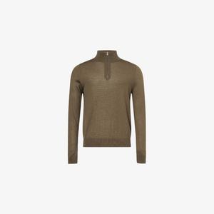 Свитер Paul Smith шерстяной с воротником-стойкой на молнии, хаки