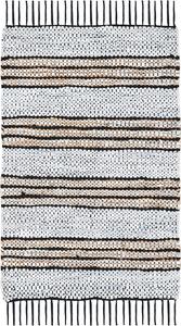 Ковер SAFAVIEH, 61 x 92 см, Vintage Leather Collection, Silver & Natural, ручной работы с современной бахромой, идеален для помещений с высокой проходимостью: прихожая, гостиная, спальня (VTL601G)