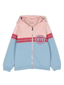 Худи на молнии с логотипом Interlocking G Gucci Kids, розовый