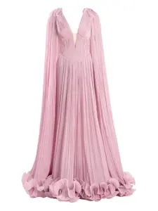 Макси-платье с плиссированными оборками и накидкой Ana Radu, розовый