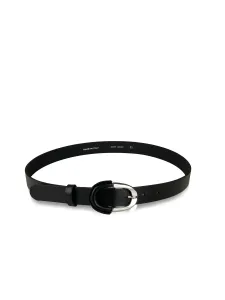 Кожаный ремень COLLEZIONE ALESSANDRO "Loreen", простой дизайн, с частично закрытой застежкой, черный