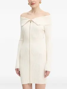 Мини-платье на молнии с открытыми плечами Guess Usa, бежевый