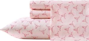 Wrangler Комплект постельного белья "Черепа быка", размер King (198x203 см), ультрамягкий, немнущийся, с глубокими карманами, цвет розовый. В комплекте: простыня, натяжная простыня, наволочки.