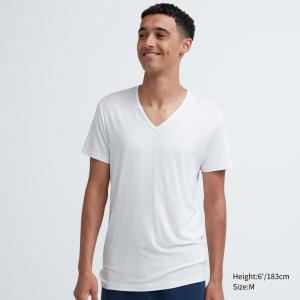 Термофутболка HEATTECH с V-образным вырезом и короткими рукавами Uniqlo, белый