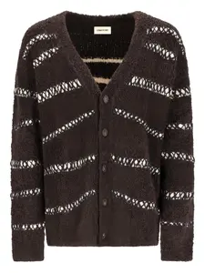 Кардиган в полоску из букле atomo factory, коричневый