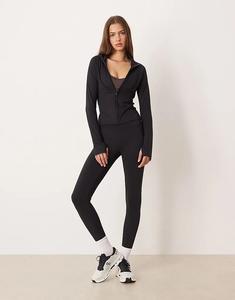 Леггинсы для йоги Gina Tricot Co-ord с высокой талией и сборками, черные