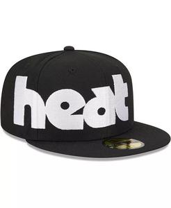 Мужская черная приталенная шляпа Miami Heat Checkerboard UV 59FIFTY New Era, черный