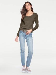 Свитер с круглым вырезом оливкового цвета Heine