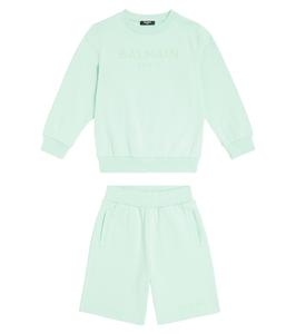 Спортивный костюм из хлопкового джерси Balmain Kids, Verde Acqua
