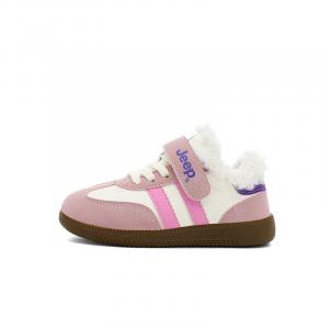 Лоу-топ скейтборд обувь для детей Jeep, sweet wine белый/candy розовый[thick cotton]