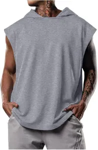 Мужская безрукавка с капюшоном и воротником-поло