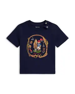 Детская футболка-поло с изображением медведя из хлопка. Ralph Lauren, синий