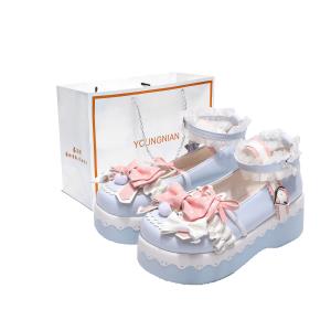 Yang Nianhua Туфли Мэри Джейн на платформе 5 см женские голубые [Коробка] (Подарок в комплекте), цвет Blue[Box](Gift Included)