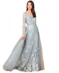 Женское кружевное платье с длинными рукавами и верхней юбкой Lara, Slate