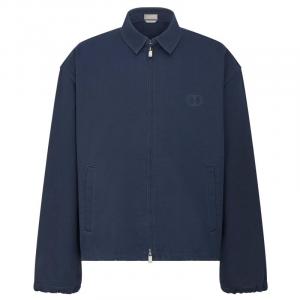 Мужская куртка с логотипом на груди на молнии DIOR, синий